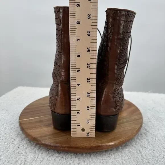 J. Peterman Boots Womens 7.5 Brown Leather Weaved Granny Victorian Academia - Picture 10 of 16